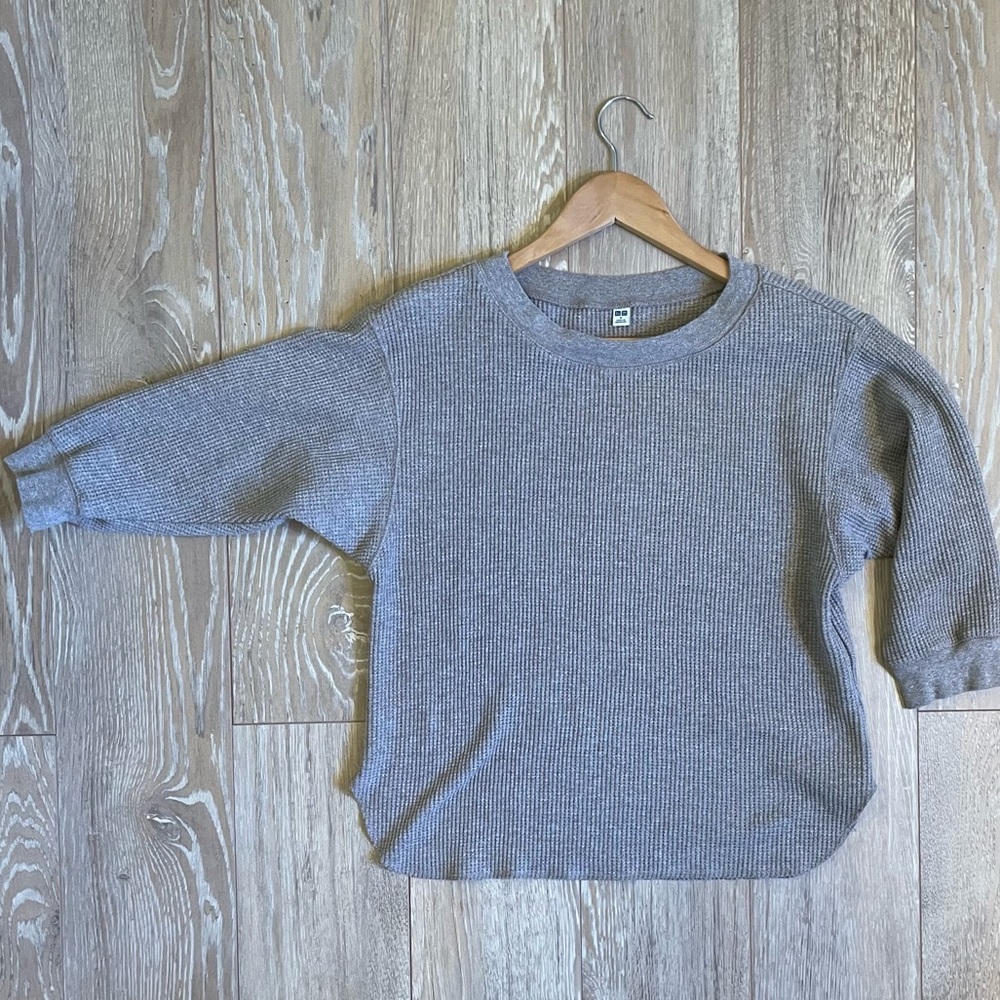 Uniqlo Waffle Top in Heather Cool Tan